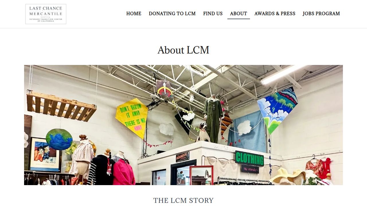 About LCM page telling the store's story