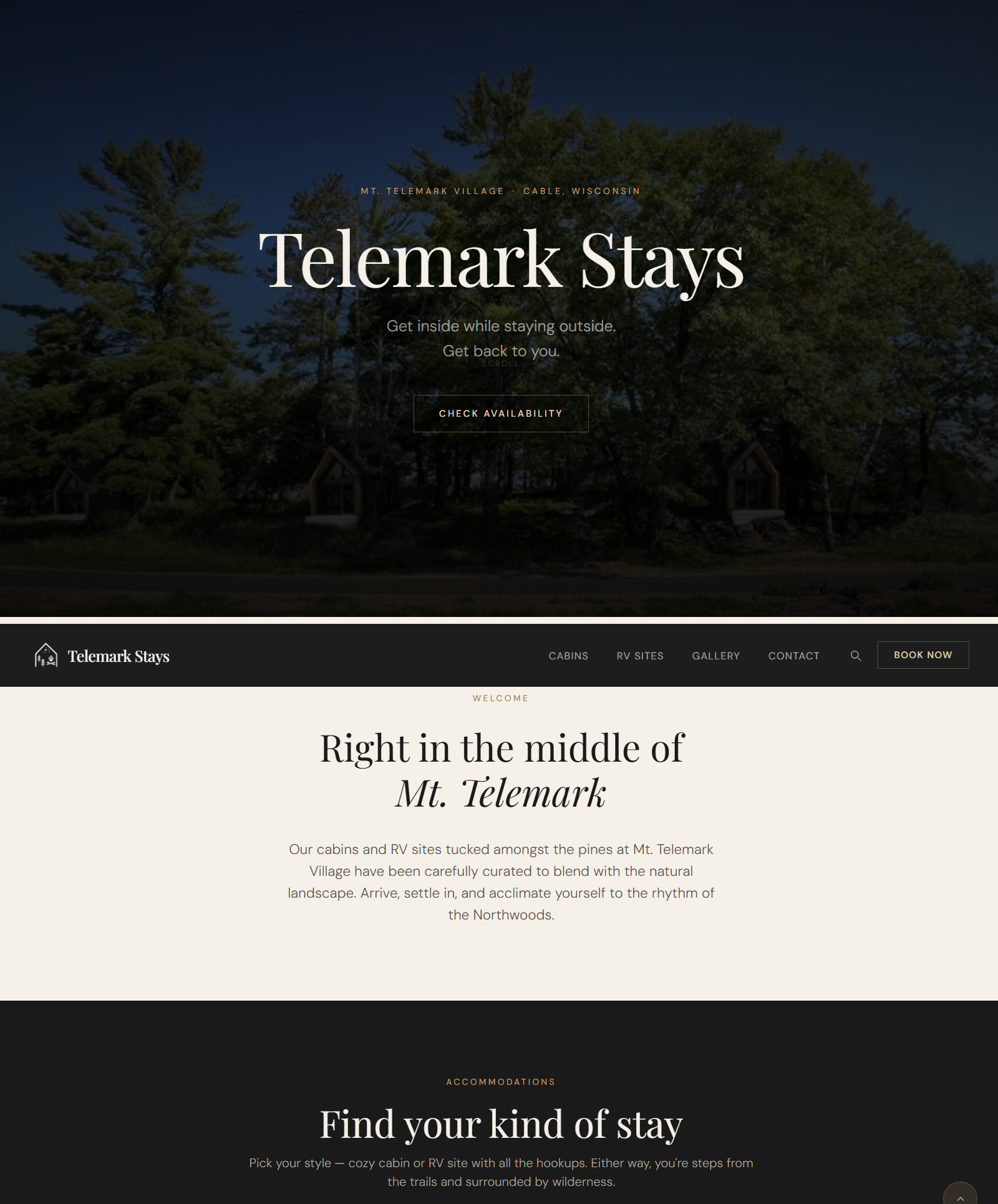Telemark Stays home page