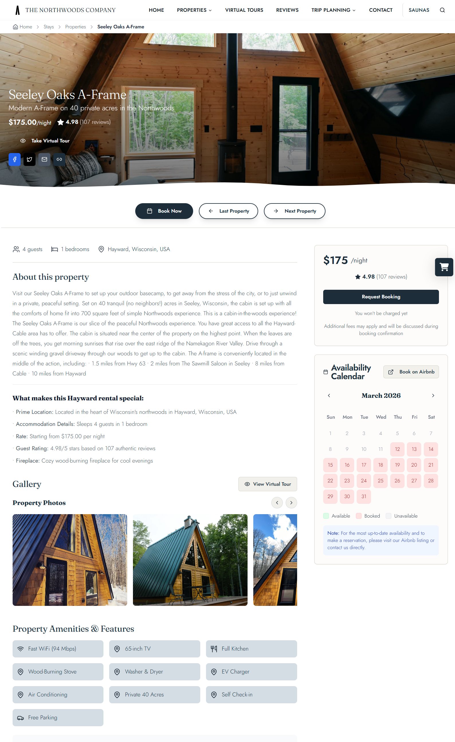 Seeley Oaks A-Frame property page