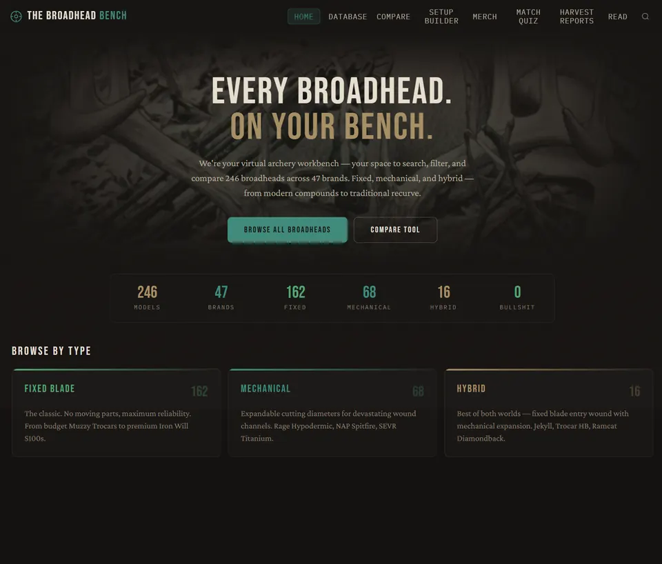 Broadhead Bench homepage