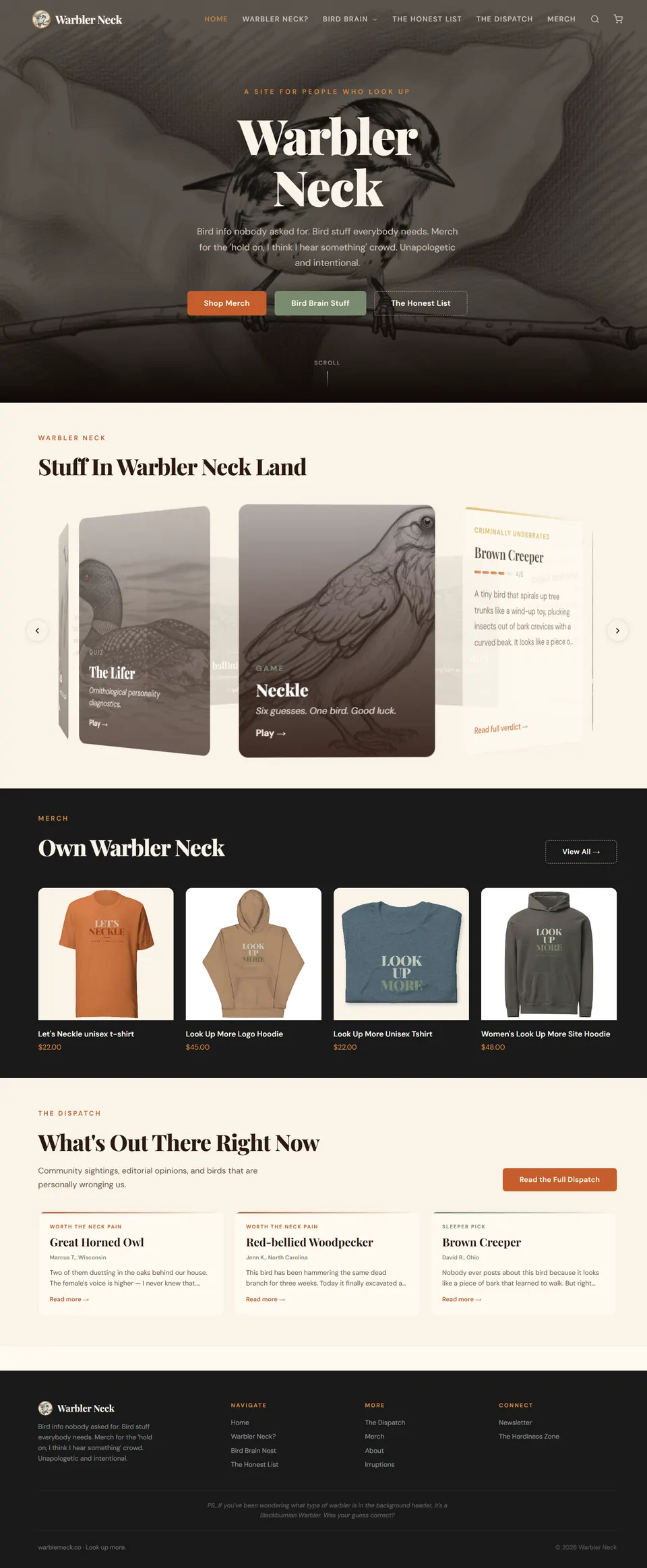 Warbler Neck homepage