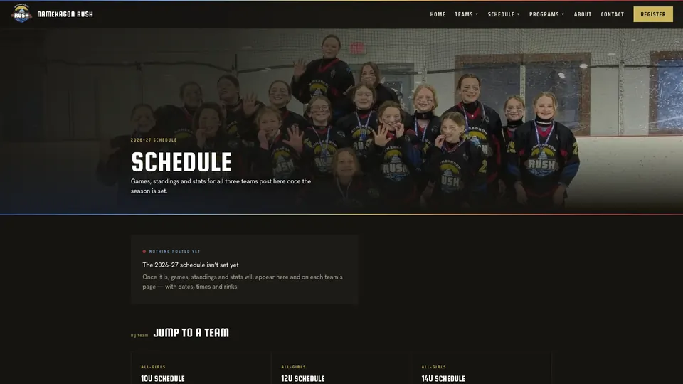 Schedule and stats page