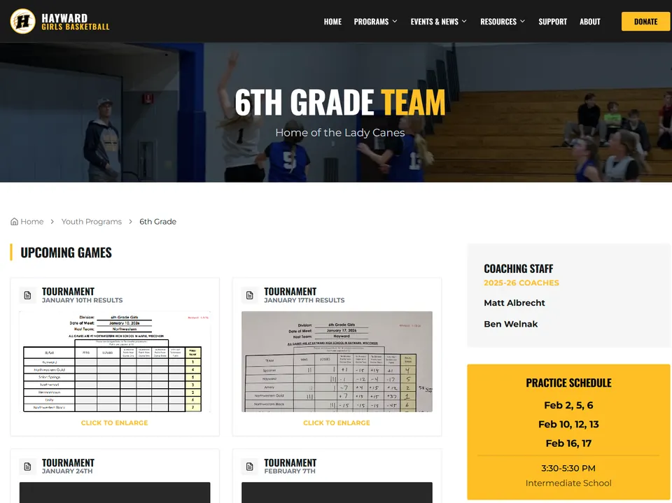 6th Grade team page